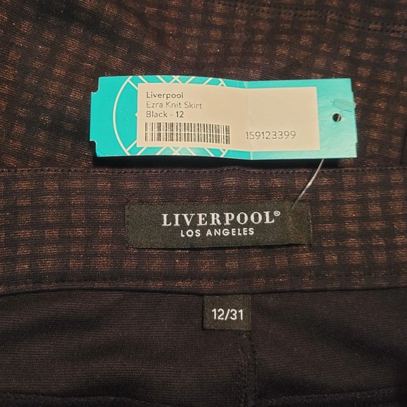 Liverpool Ezra Black and Brown Grid Pattern Knit Pencil Skirt Size 12/31 (L) NWT - Picture 6 of 10